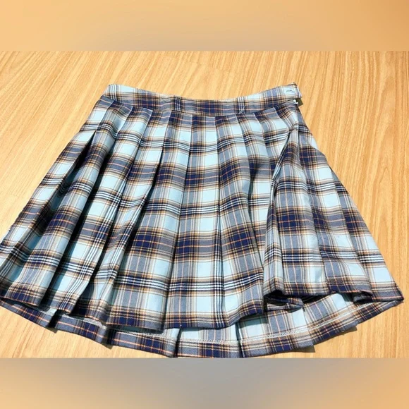 pleated skirt, blue + orange - Picture 2 of 2